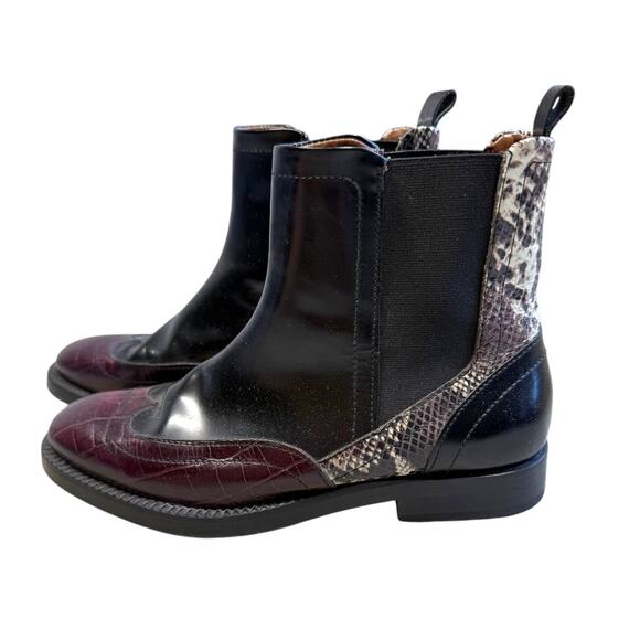 By Malene Birger Burgundy Snakeskin Wingtip Chelsea Boots EU 36 - Picture 5 of 15